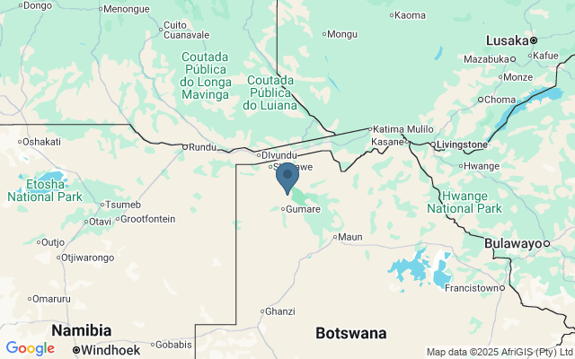 Kaart met locatie Okavango Delta